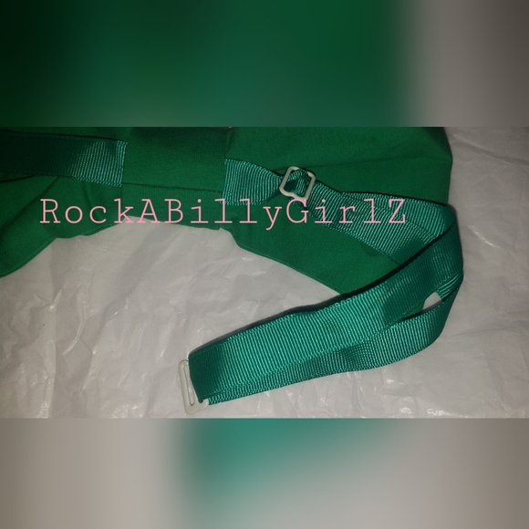 Tatyana Hunter Green Big Bow Pinup Detachable Adjustable Necktie or Hair Tie - Picture 4 of 8